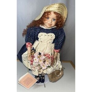 Tammy Porcelain Doll Red Curly Hair With Hat Country Western Vintage 16” Tall